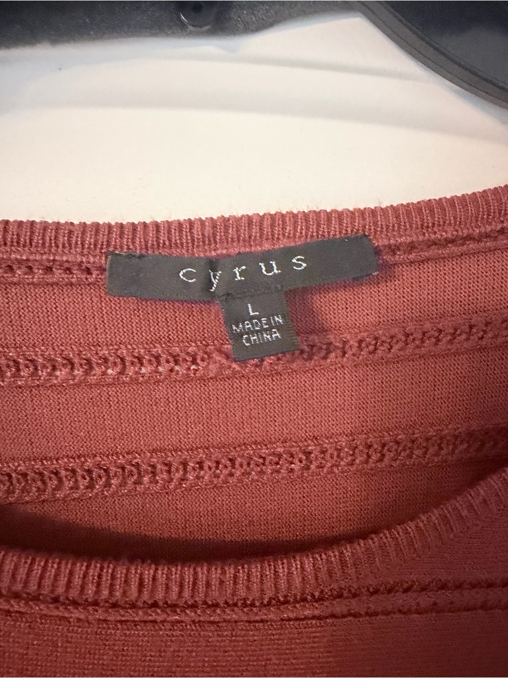Cyrus Brick Red Openwork Knit Top - Picture 2 of 2